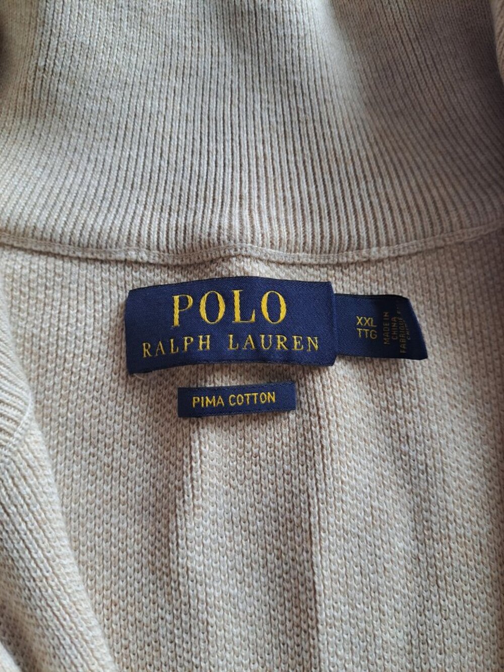 Lot 2 Polo Ralph Lauren Mens XXL Pima Cotton Quarter-Zip Sweaters Beige Salmon - Picture 4 of 9